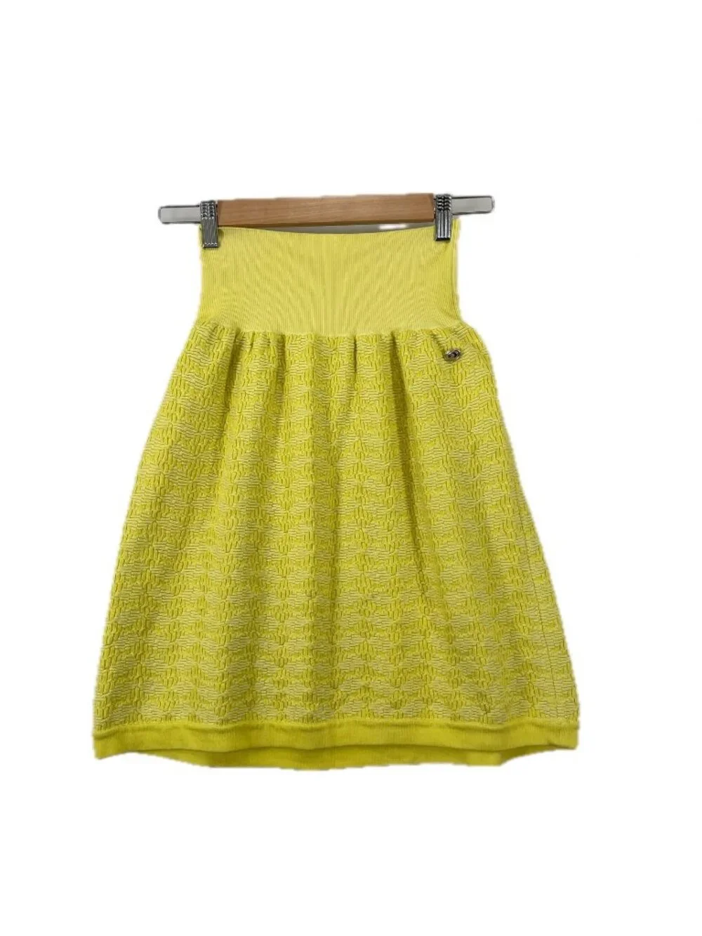Chanel Flare Skirt SS Cotton Yellow 36